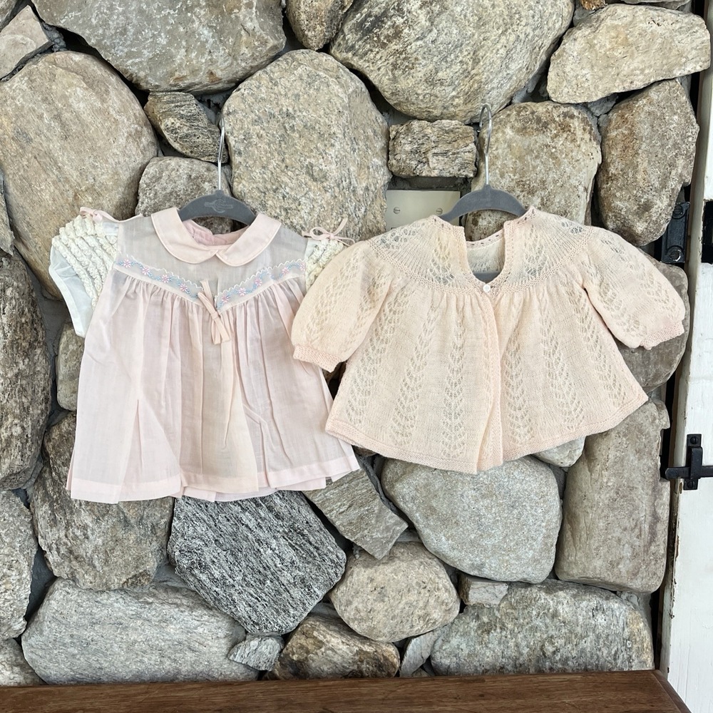 Fawn Fashions Girls Handmade Blouse, Julius Berger Wool Thin Lace Sweater 3-6m